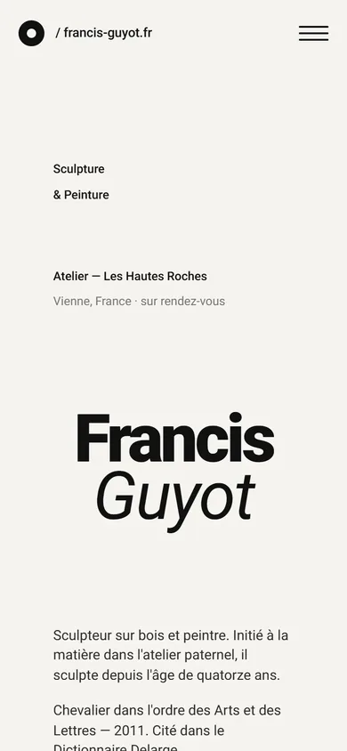 Le même site, affiché sur un téléphone