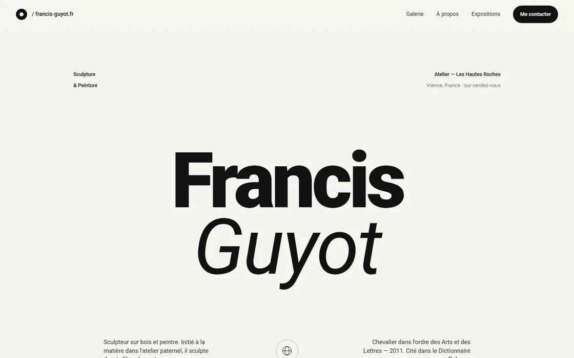 Page d'accueil du site francis-guyot.fr, affichée sur un ordinateur